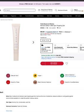 Fenty Skin Blemish Defeat’r BHA Spot-Targeting Gel BNIB